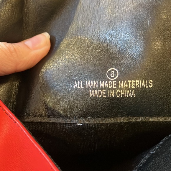 Liliana Black and Red Women's thigh high moto heeled Boots size 8 - Picture 6 of 7